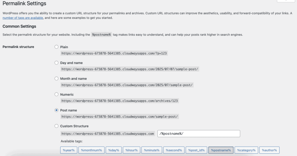 WordPress permalinks